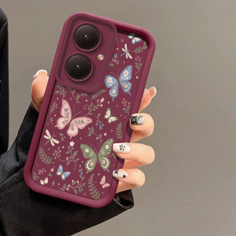 Vivo Y28 - Vivo Y21、Y21S、Y22S、Y27、Y28、Y29、Y30、Y31、Y36、Y38、Y39対応、カラフルな蝶のデザインのスマートフォンケース。耐衝撃性に優れたシリコン製ソフトバックカバー。